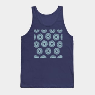 Turquoise Hand-Drawn Floral Pattern Tank Top